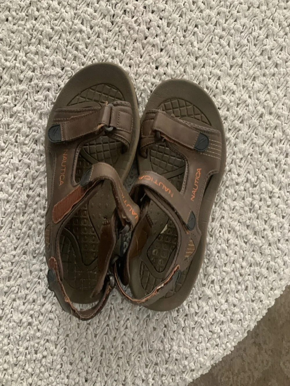 Nautica Brown Men's Leather-Look Hook & Loop Sport Sandals